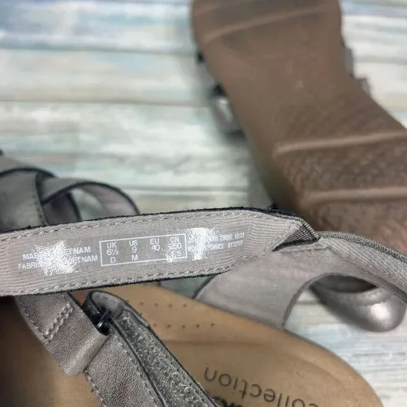 Clarks Elizabelle Sea Metallic Leather Sandal Size 9 Fisherman Earthy Boho - Picture 6 of 6